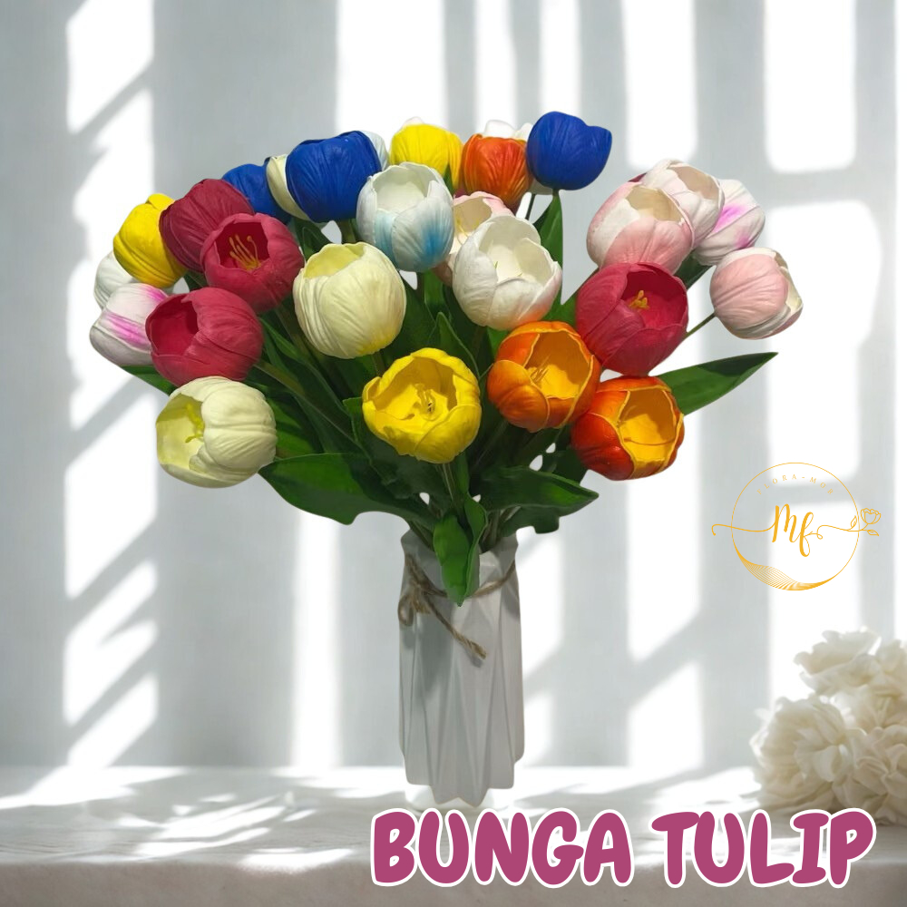 Bunga Tulip Latex Hiasan Jumbo Palsu Plastik Bunga Hias Dekorasi Meja Unik Berkualitas CZ-169L