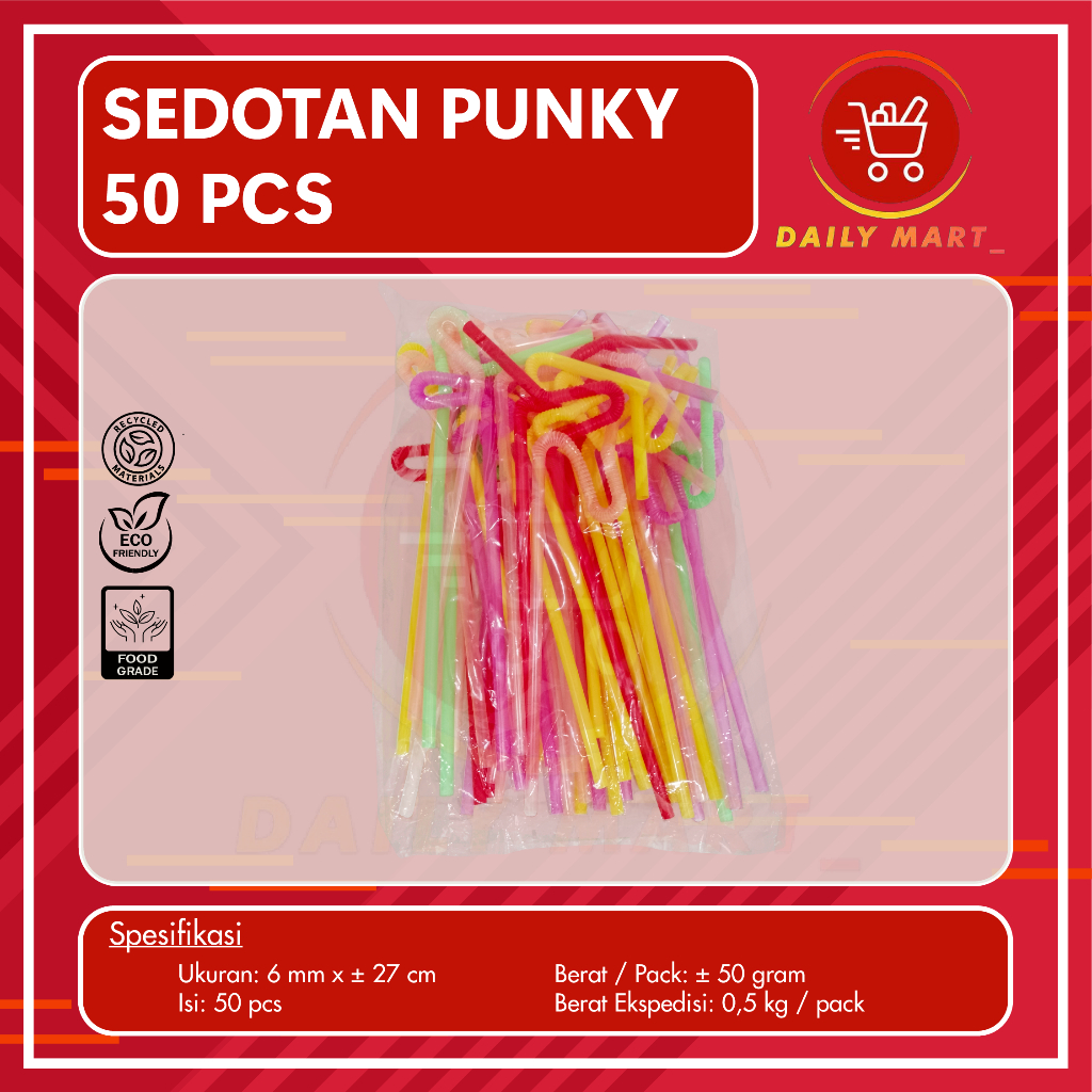 Sedotan Plastik Punky / Spiral / Ulir Isi 50pcs