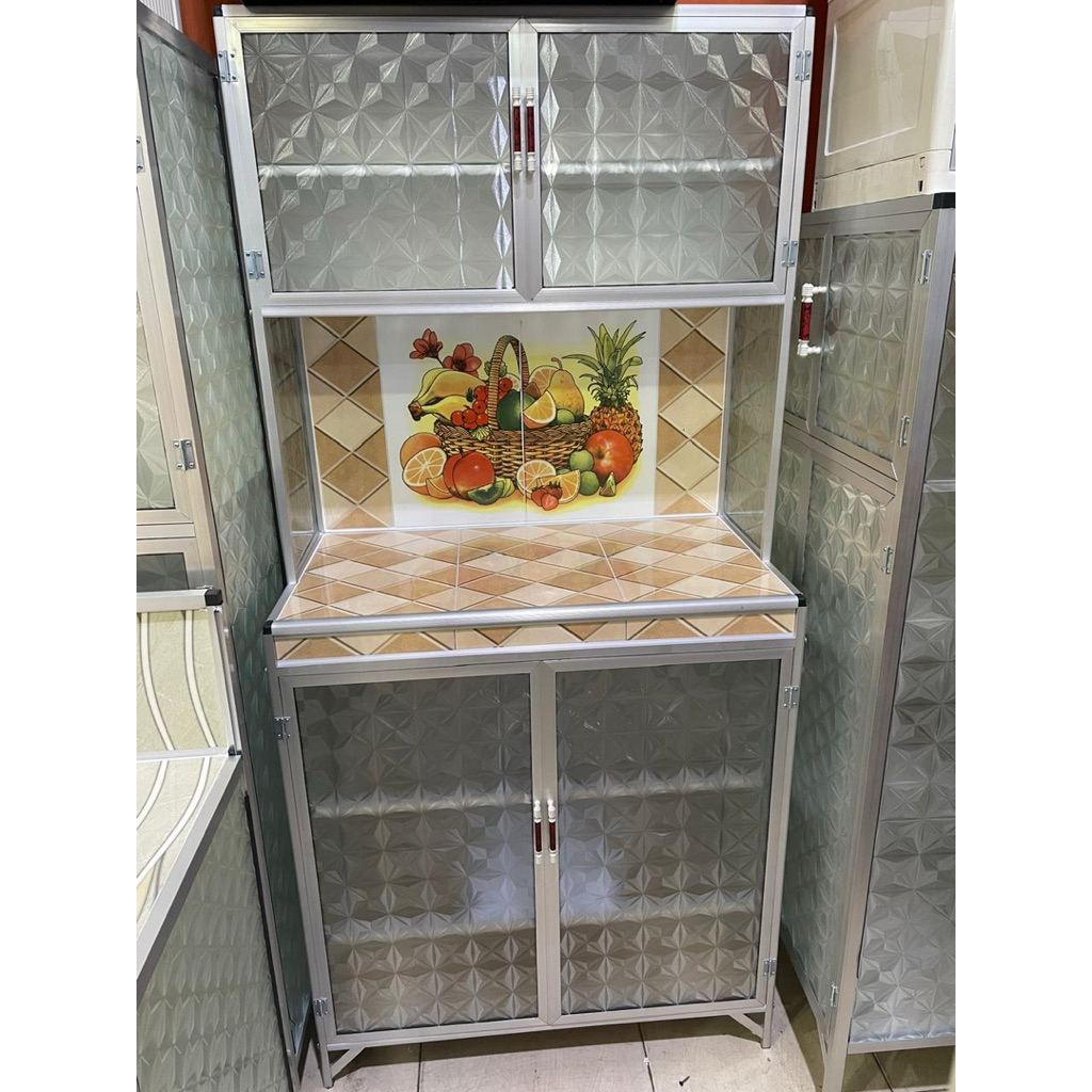 Rak Piring 2 Pintu Rata Kaca