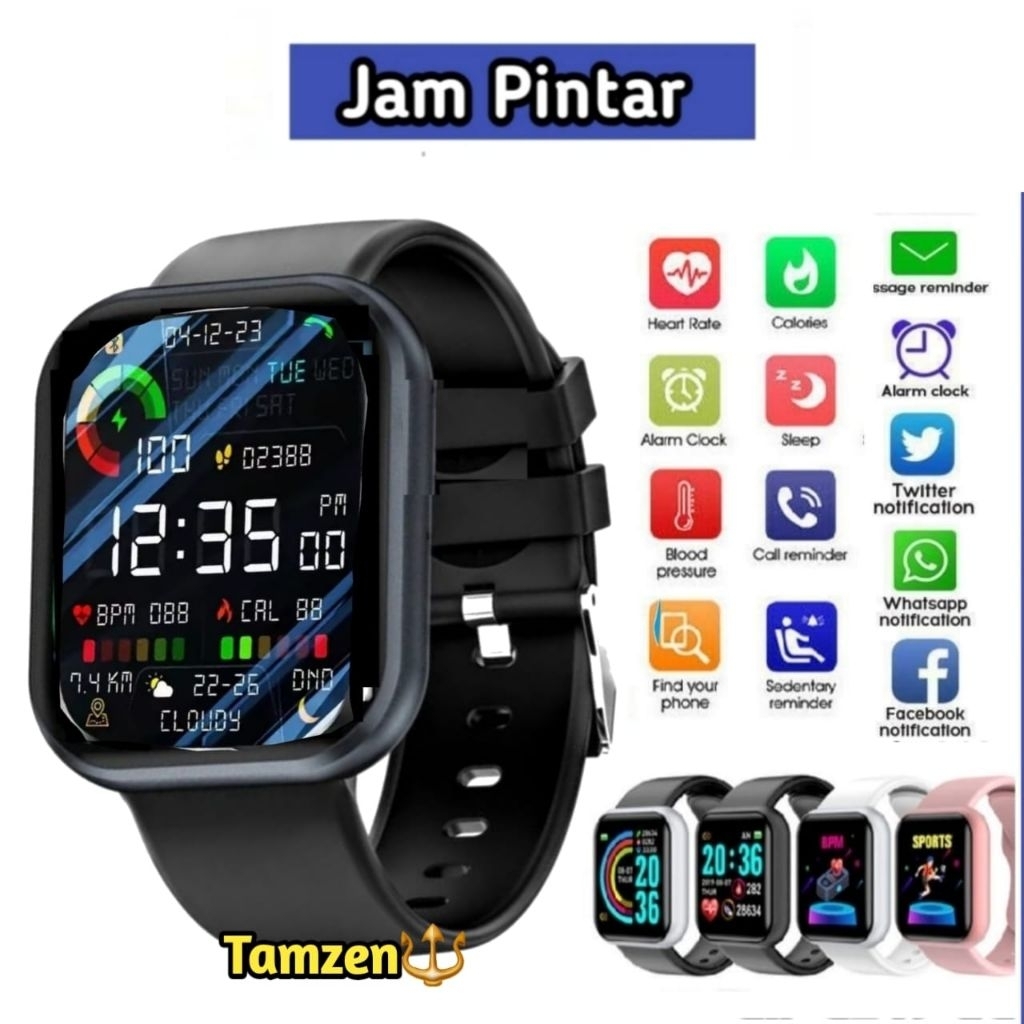[ TERMURAH ]Jam Tangan Hp Android notif WhatsApp camera music sport Smartwatch Custom Wallpaper Moni