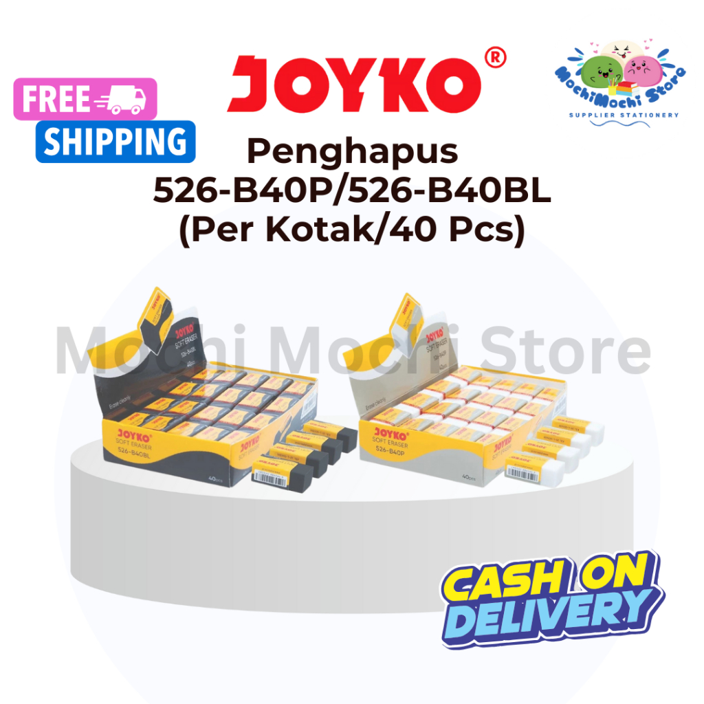 PER KOTAK/40 PCS Penghapus Pensil Joyko 526-B40P / 526-B40BL | Eraser Joyko | Penghapus Joyko | Joyk