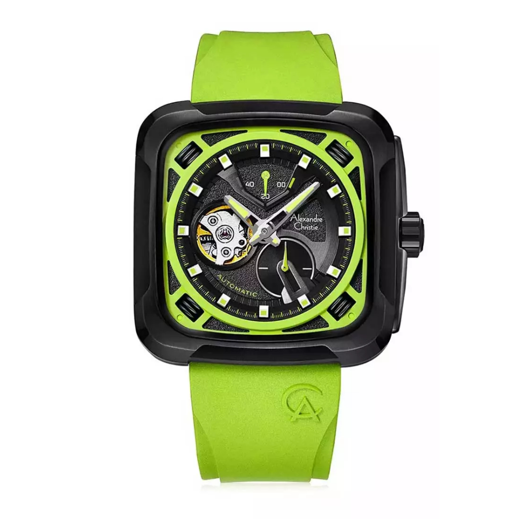 JAM TANGAN PRIA AUTOMATIC ALEXANDRE CHRISTIE AC 6577 ORIGINAL GREEN