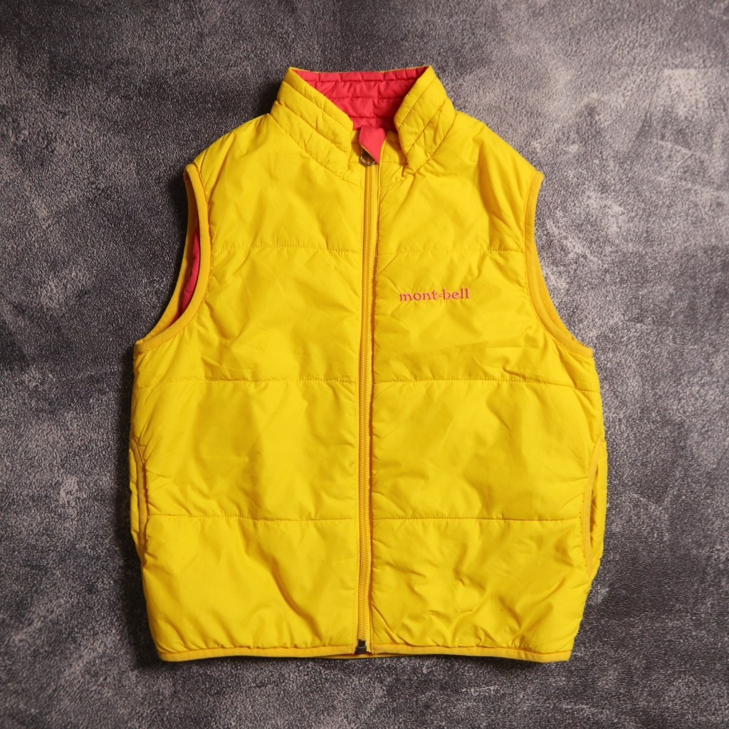 JAKET ANAK MONTBELL OUTDOOR DOWN PUFFER KIDS REVERSIBLE VEST JACKET AN23 SIZE ANAK 110
