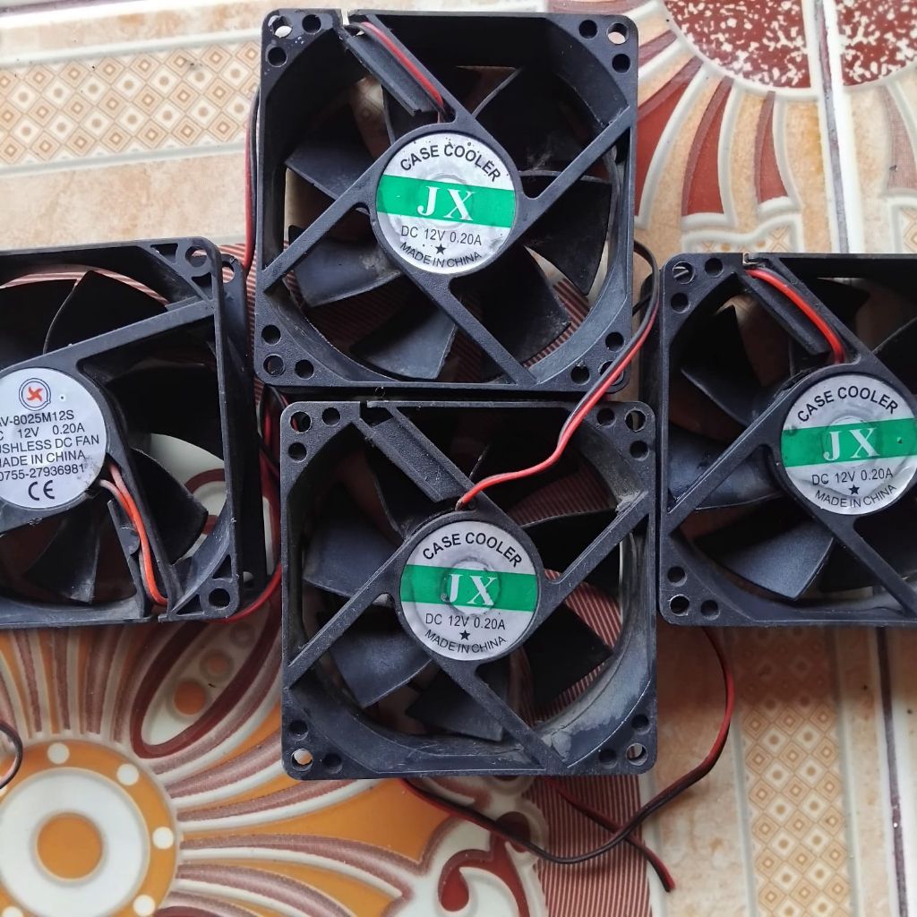 kipas DC 12V diameter 8x8 bekas psu