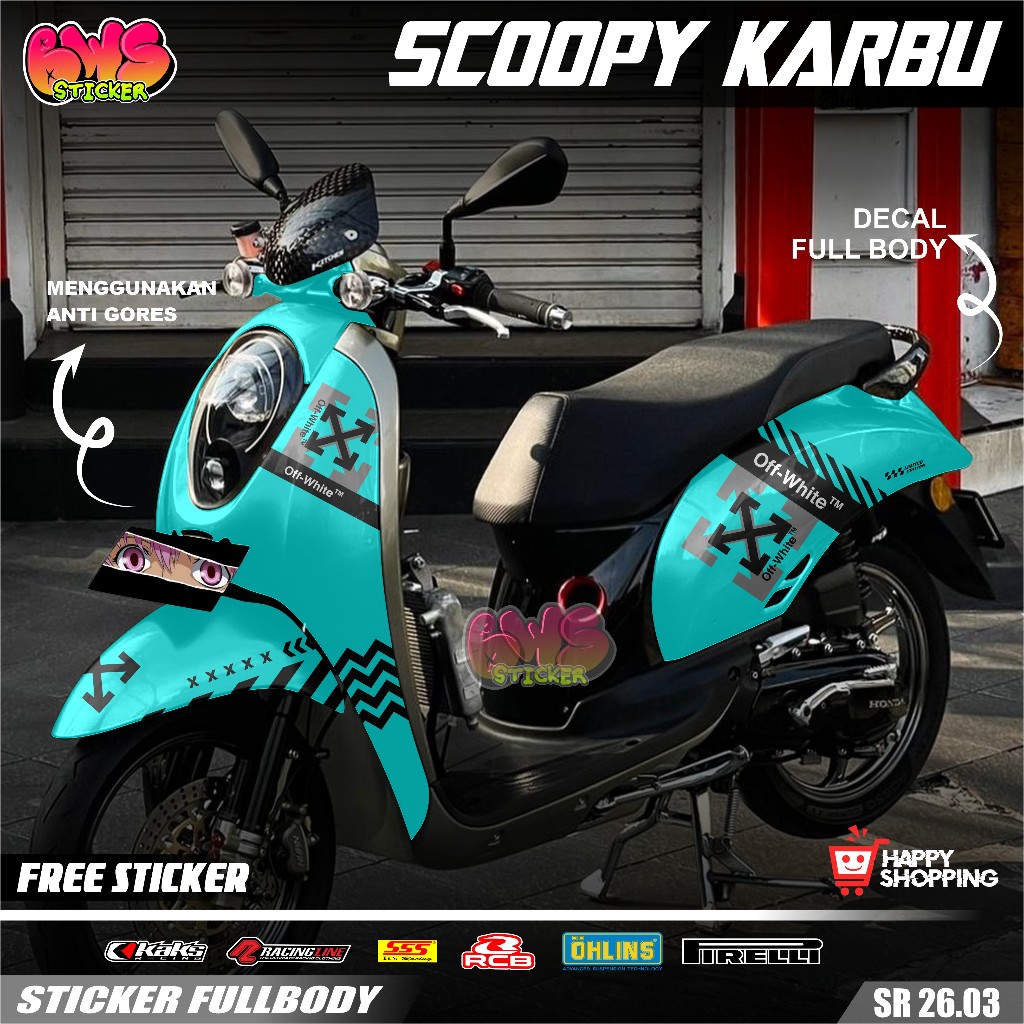 COD Sticker Full Body Honda Scoopy Karbu 2010 2011 2012 Sticker Full Body Scoopy Karbu Motif Simple 