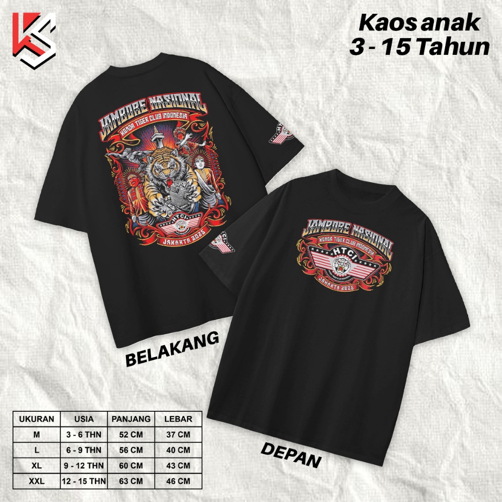 Kaos Anak KAOS JAMNAS HONDA TIGER CLUB INDONESIA || JAMNAS HTCI Jakarta 2025