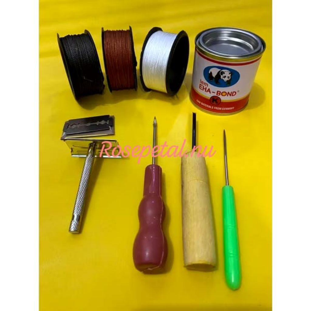 PAKET LENGKAP ALAT SOL SEPATU / jarum sol sepatu penyayat susruk sol / benang nilon sol sepatu