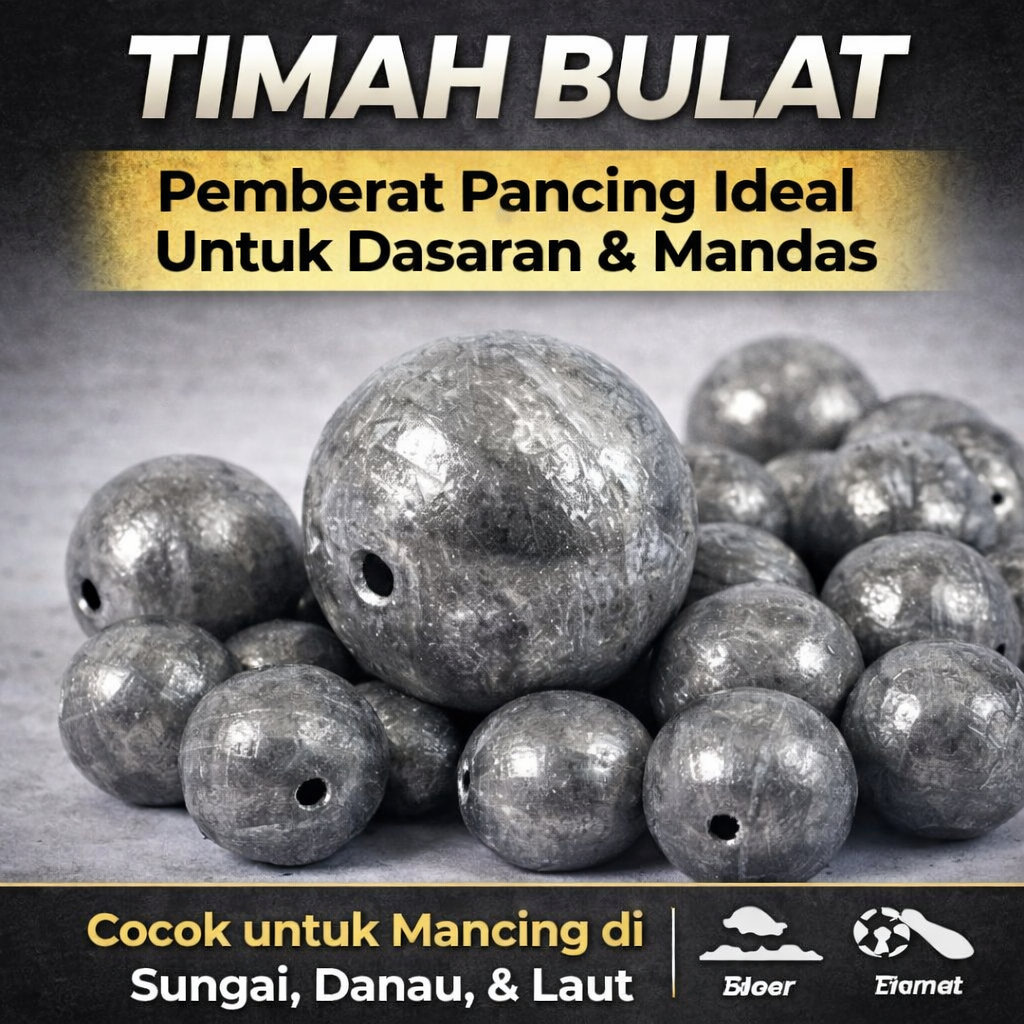 Timah Pancing Bulat Lada Merica Ukuran Besar Pemberat Mancing Dasaran Mandas Ecer 1 Pcs