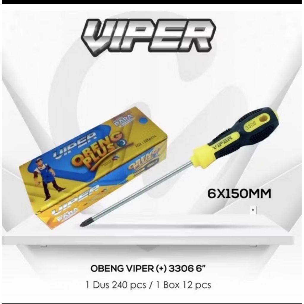 Obeng Plus Gagang Besar Panjangnya 6"  VIPER
