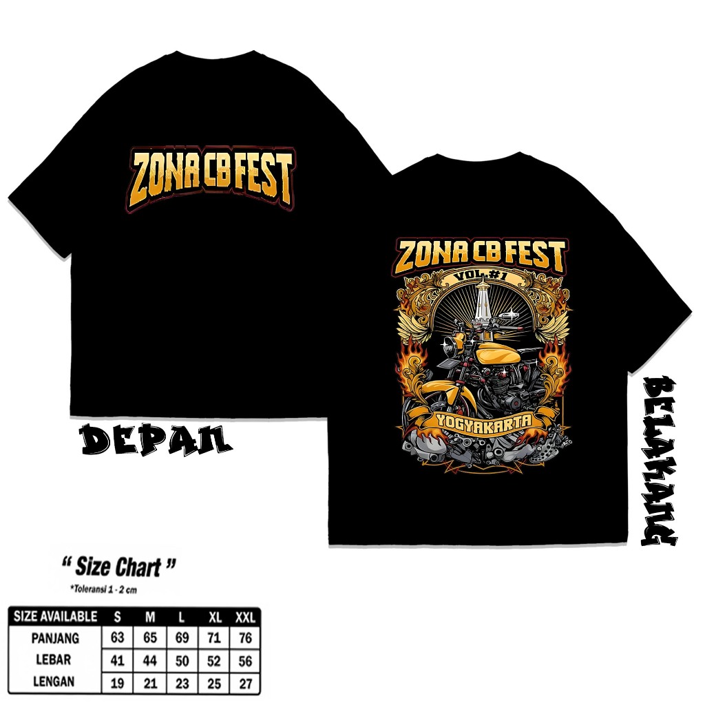 Kaos Atasan Zona CB Fest Yogyakarta Nyaman dan adem