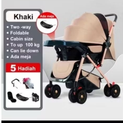 BEIGE Stroller Bayi Lipat 2 Arah