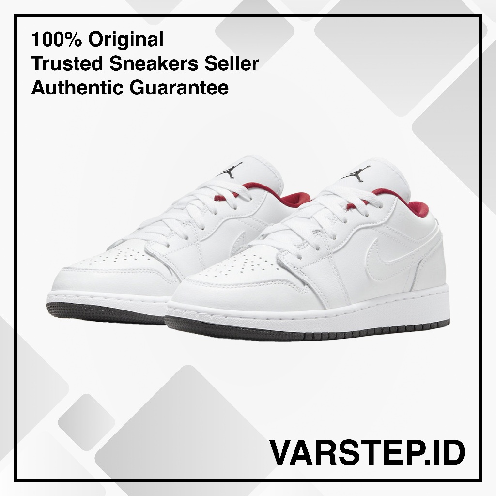 Jordan 1 Low White Gym Red GS 100% Original