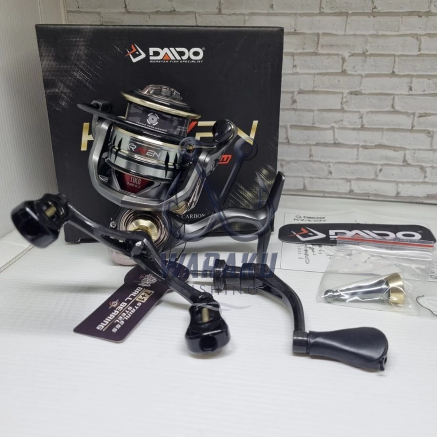 Reel DAIDO KRAVEN Power Handle Kualitas SW (Bonus Handle Carbon + Reel Stand) | VERSI TERBARU