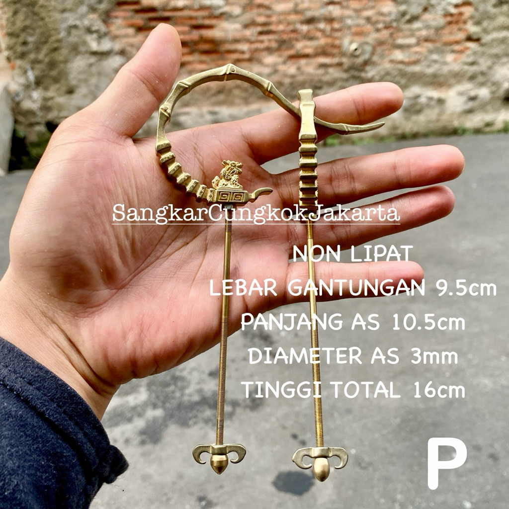 Gantungan Sangkar Kecil Pleci Kuningan Motif Naga Ori Cungkok