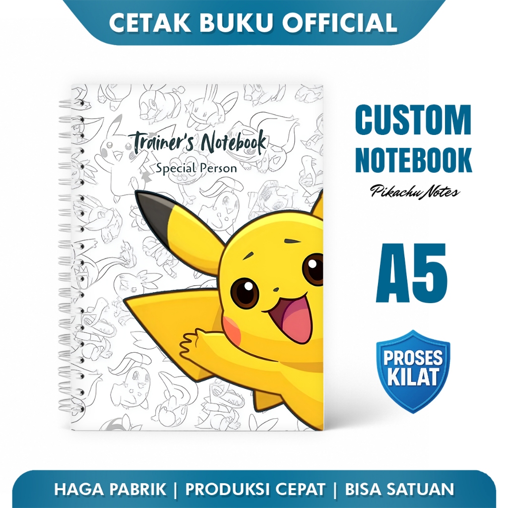 Custom Notebook Buku Catatan Note A5 - Pikachu Notes
