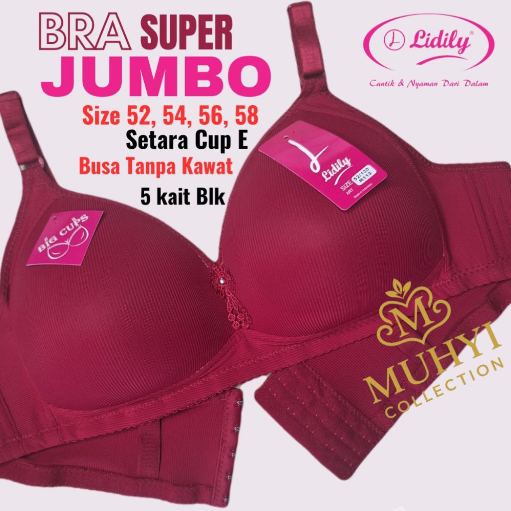 LYDYLY Bra BH Busa Tanpa Kawat Big Cup Super JUMBO Cup E Size 52-58