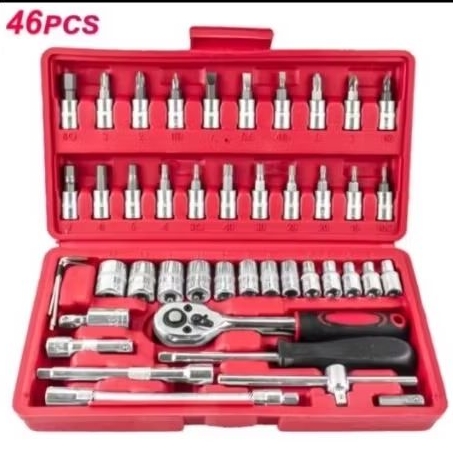 Set Kunci Sok 46 PCS 1/4 Inch - Alat Perbaikan Lengkap untuk Mobil & Motor