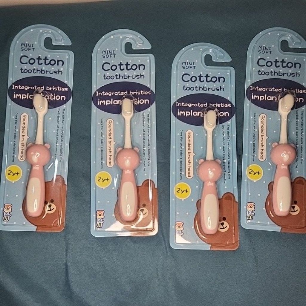 Sikat gigi anak 2 tahun lembut, sikat gigi beruang pink, Mini soft cotton brush, sikat gigi mini sof
