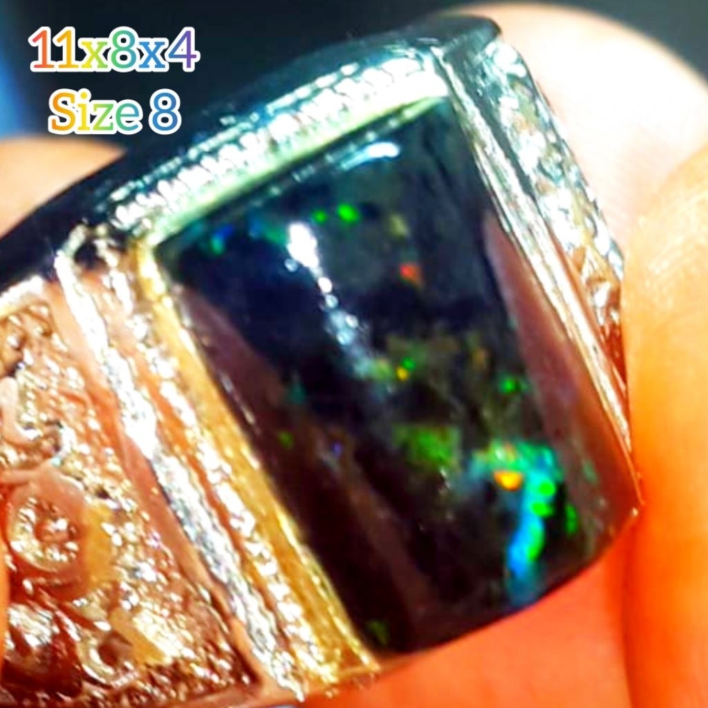 Cincin Batu Black Opal Sempur Banten Natural Jarong Bahan Ranting