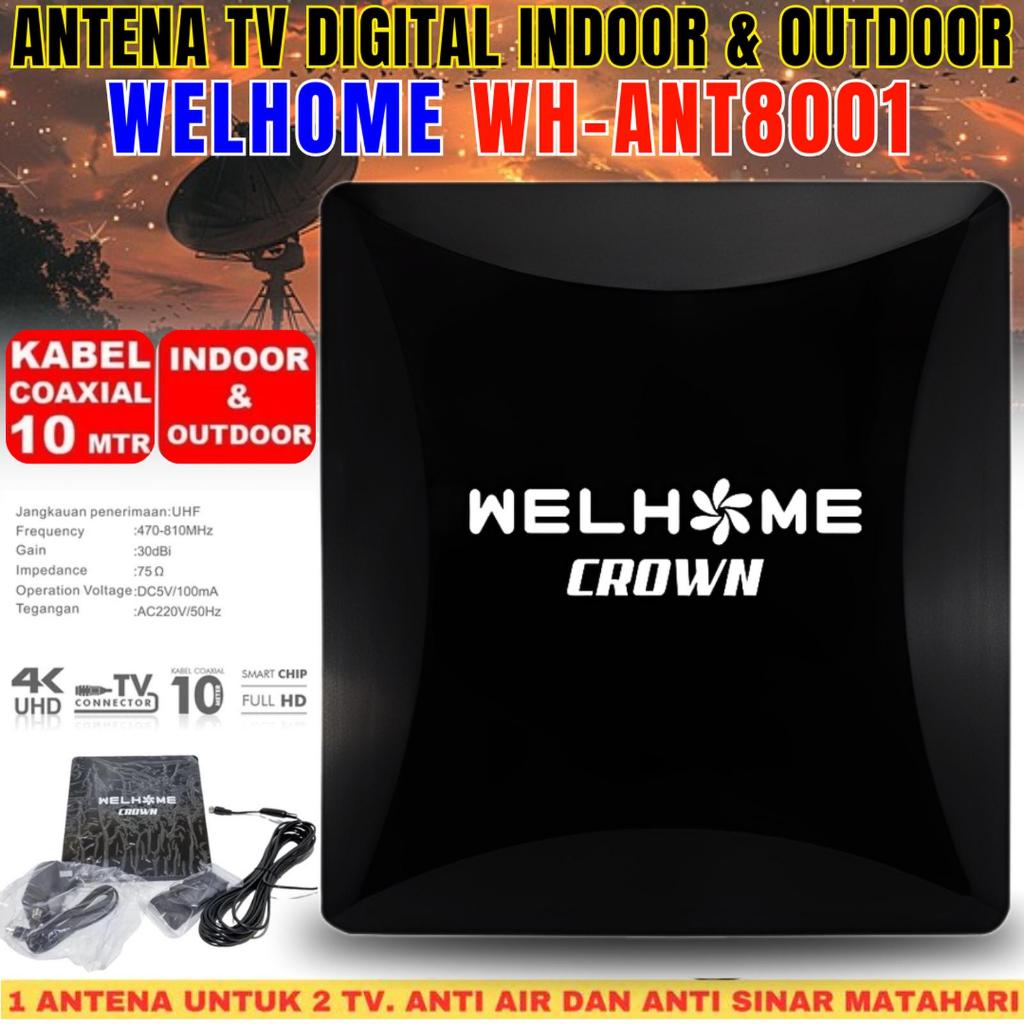 Welhome Antena Tv Digital Luar Dalam Indoor Outdoor | Antena Tv Super Jernih Full Hd Welhome Wh-Ant8