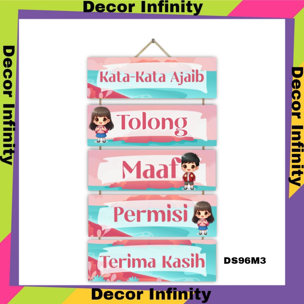 Hiasan dinding KATA KATA AJAIB 5 Susun gantungan dinding edukasi sekolah pajangan dinding kelas