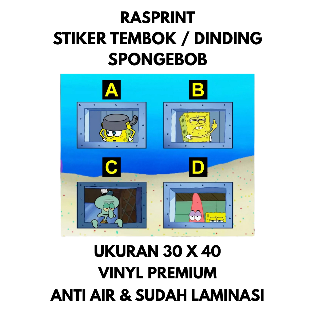Sticker jendela krusty krab - stiker tembok kamar - stiker spongebob