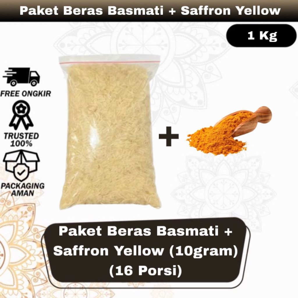Paket Beras Basmati 1Kg Beras Arab Dengan Bumbu Rempah  Saffron Safron Yellow