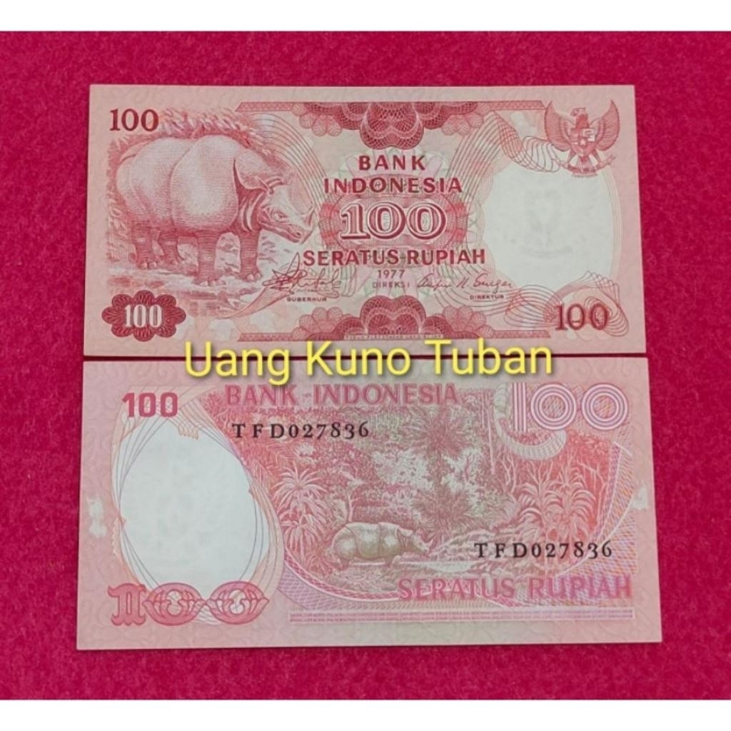 uang kuno 100 rupiah badak. seratus rupiah badak