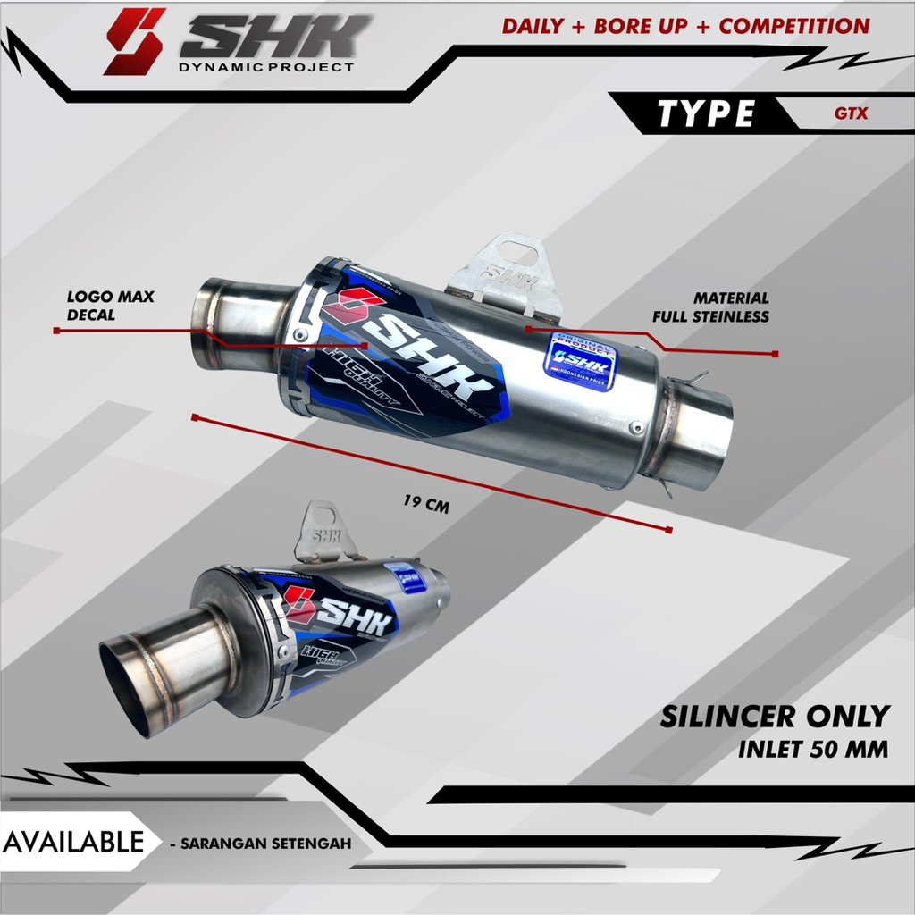 Silincer knalpot racing GTX/RBT original SHK inlet 50mm silincer saja
