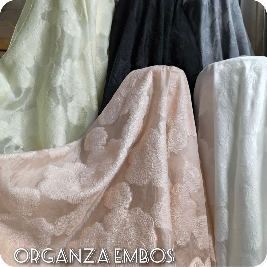 BAHAN KAIN ORGANZA EMBOS / KAIN ORGANZA SITRUE  ( HARGA UNTUK ½ METER)