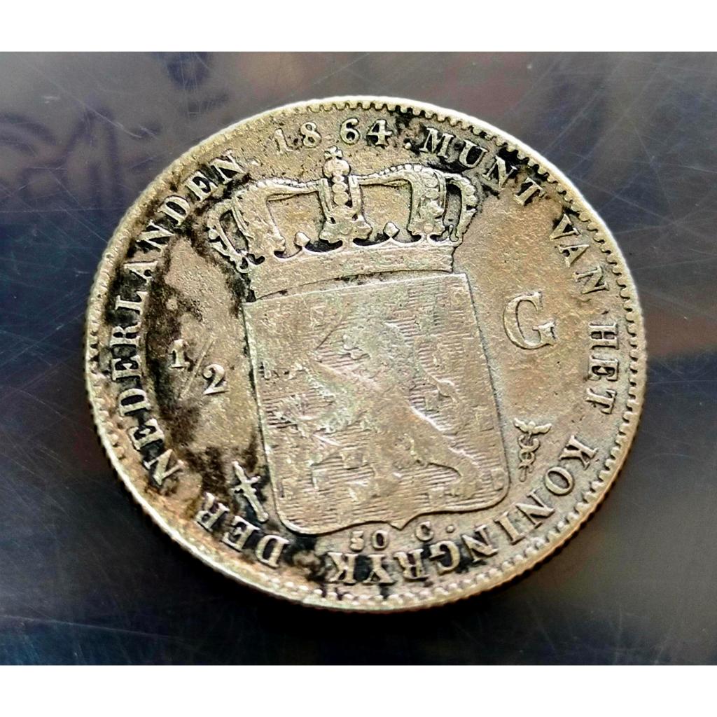 BL6  koin 1/2 gulden king willem 3 1864