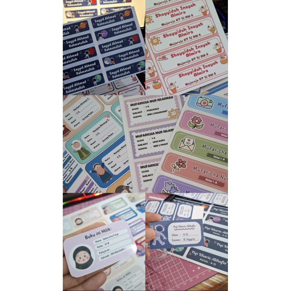 Sticker Label Nama Buku Aesthetic