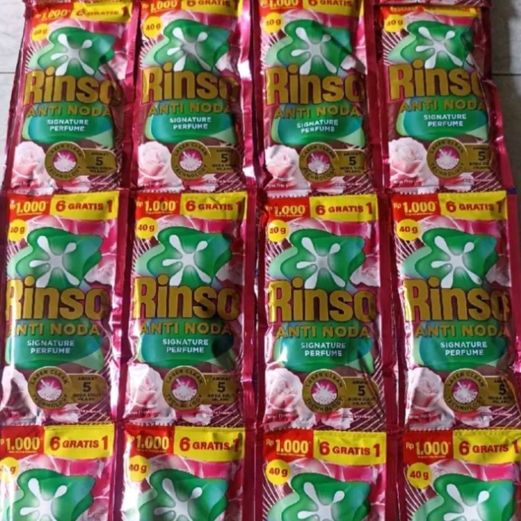 Rinso Cair Deterjen 24+4 Sachet 40 Gram Rinso Rose Fresh Rinso Cair Liquid Sachet
