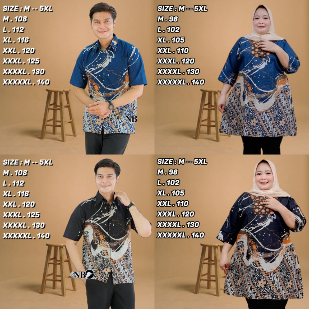 Atasan Baju Batik Wanita Jumbo LD 140 Couple Pasangan