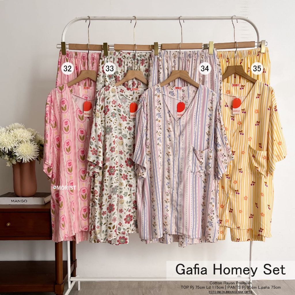 Gafia Homey Set Setelan Oneset Polos Pendek Premium Catton Rayon Original Ori Morist Berlabel