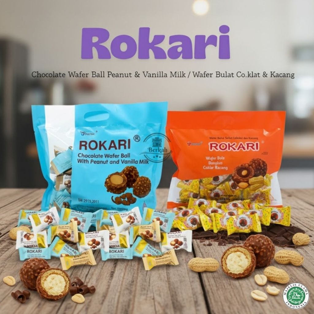 Rokari Wafer Ball Salut Cokelat  280g – Camilan Renyah, Manis, dan Bikin Ketagihan