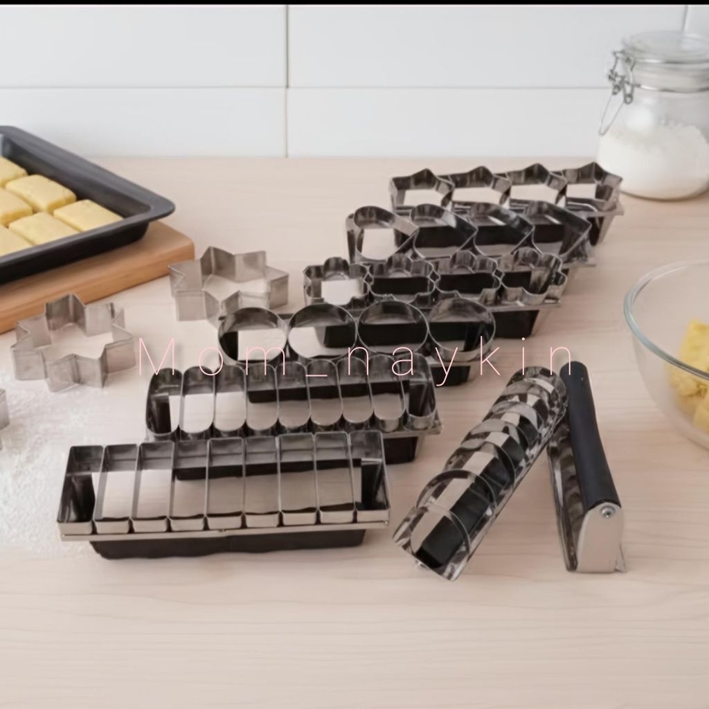 Cetakan Kue Kering Stainless Steel - Motif Bulan Sabit/bintang, bahan Karat, Gagang Plastik, Motif M