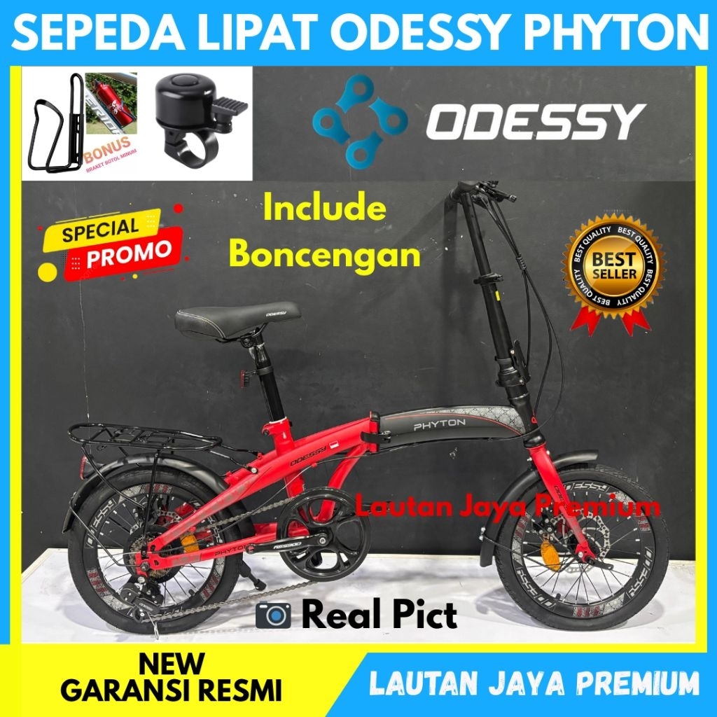 Sepeda Lipat 16 Odessy Phyton 7 Speed Rem Discbrake Terbaru