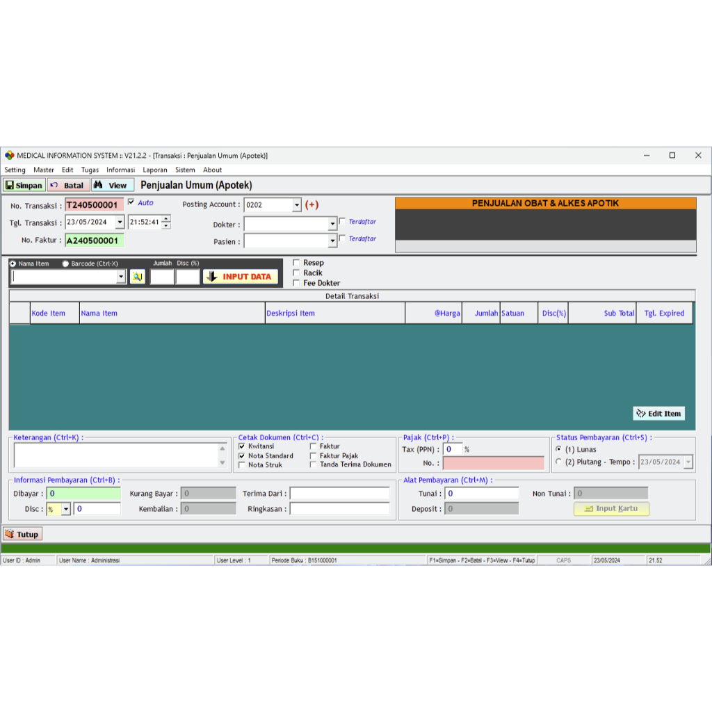 Software Klinik dan Apotek MIS V21