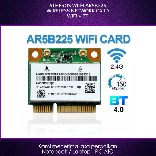 ATHEROS Wireless AR5B225 Internal Wifi Card + Bluetooth 2nd