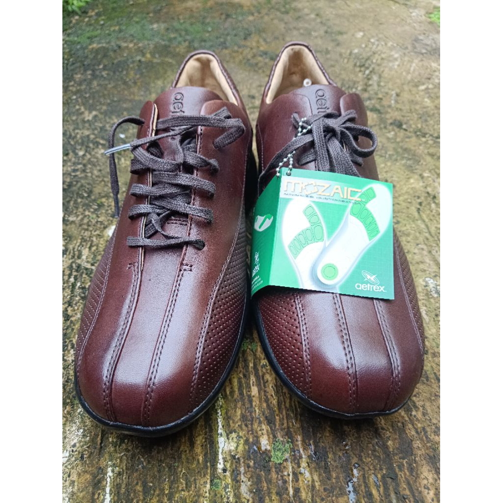Sepatu Aetrex Kulit Pria Original Baru | Casual Brown Leather Shoes | Preloved Rasa Baru Tanpa Box S