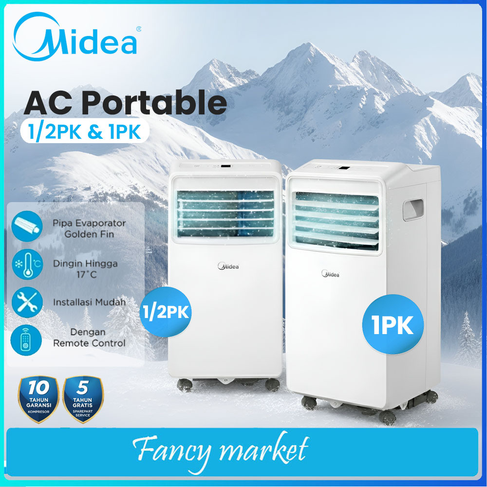 NEW AC PORTABLE 1/2 PK MIDEA/AC PORTABLE MIDEA 1PK MPHA-05 CRN7 LOW WATT 560W - Garansi 10 Th
