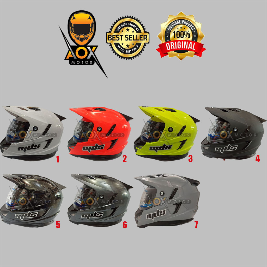 Helm MDS Super Pro Solid Polos Cross Supermoto, GRATIS Jaring Helm