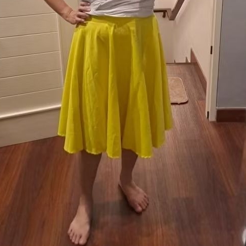 rok midi skirt flare warna kuning
