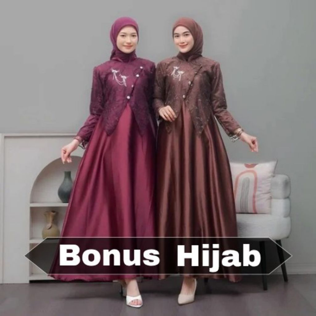(ADA JUMBO) DRESS SAHARA DRESS LEBARAN TERBARU GAMIS LEBARAN GAMIS KONDANGAN GAMIS Hijab Segi empat 