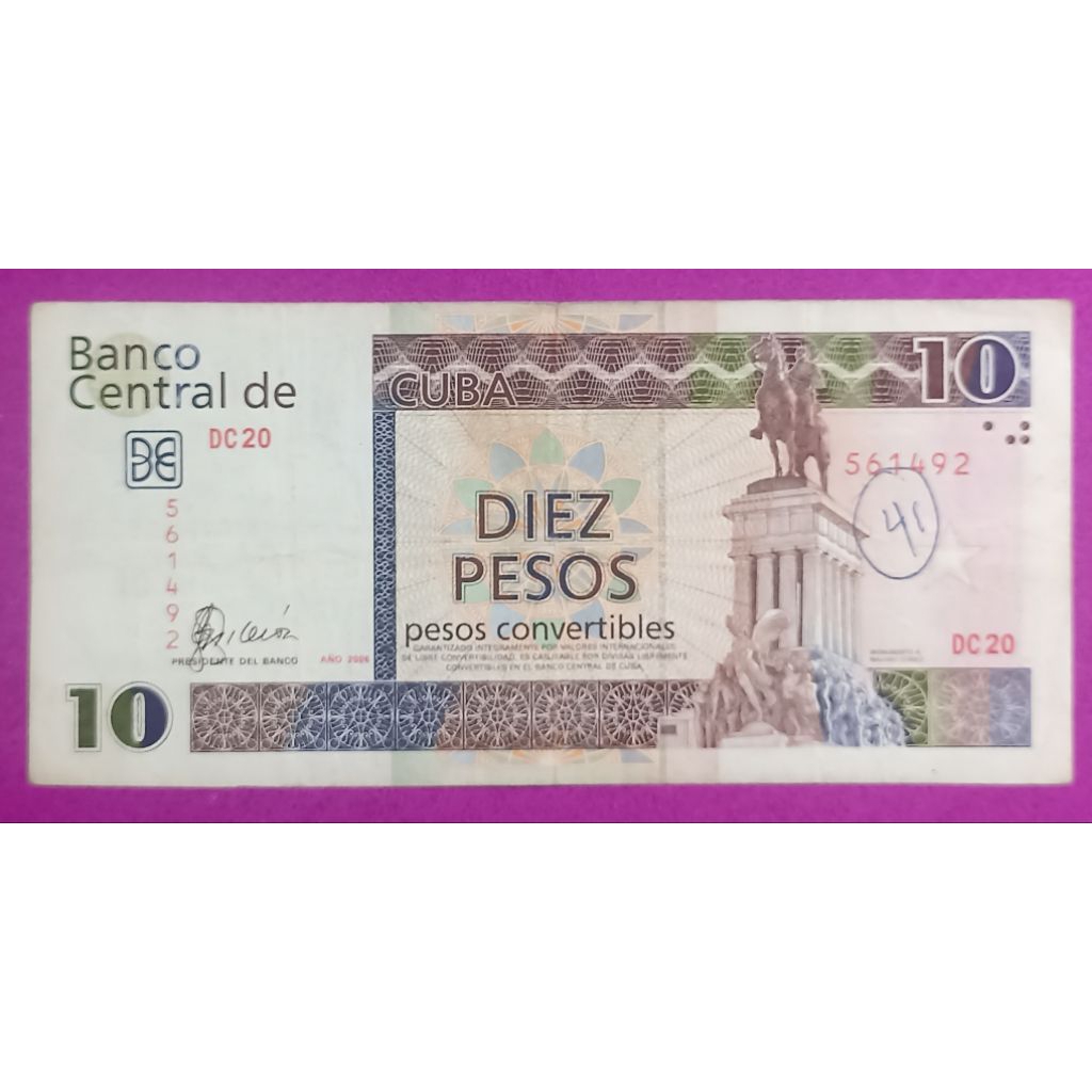 UANG KERTAS CUBA 10 PESOS