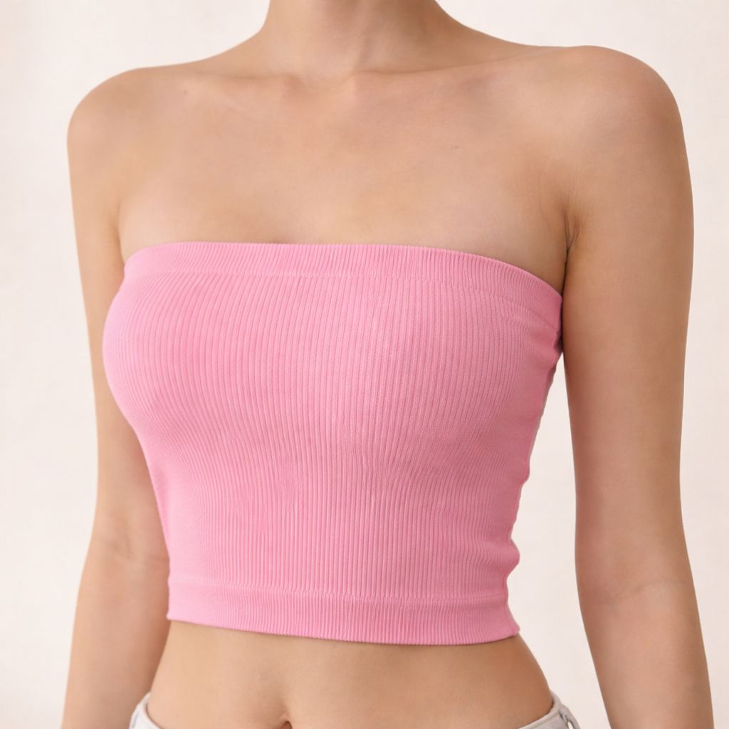 [NEW] Cotton On Ribbed Tube Top Fairy Floss Pink ( Kemben Tub Bandeau Strapless Inner Strech Rib Tex
