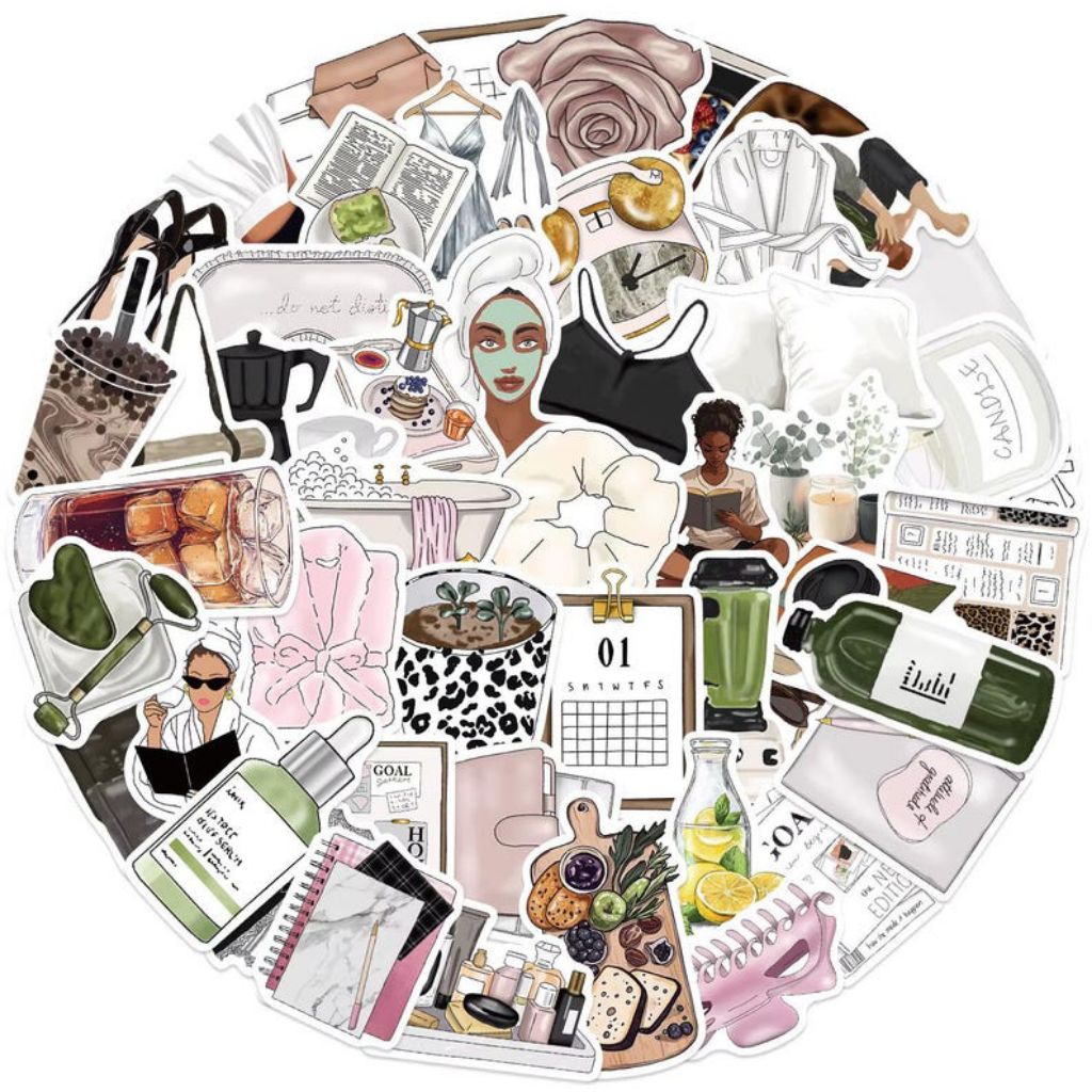 Stiker Aesthetic Clean Girl Outfit Accessories sticker 30 pcs Sticker kawaii Aesthetic Stiker Jurnal