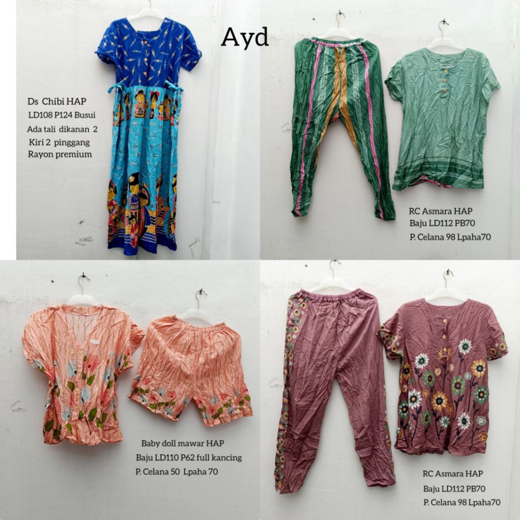 Daster  babydoll HAP rijek Sablon  rayon bumil busui
