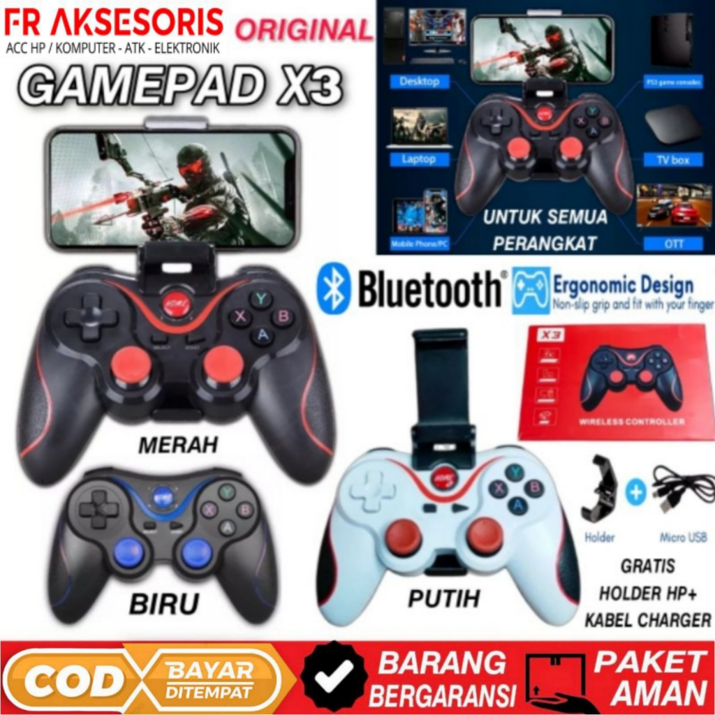 Gamepad X3 ORIGINAL bluetooth smartphone joystick PC FREE holder Gamepad T3 / X3